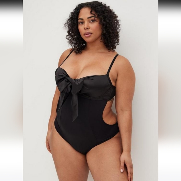 Big Bow Satin Bodysuit - Picture 2 of 5